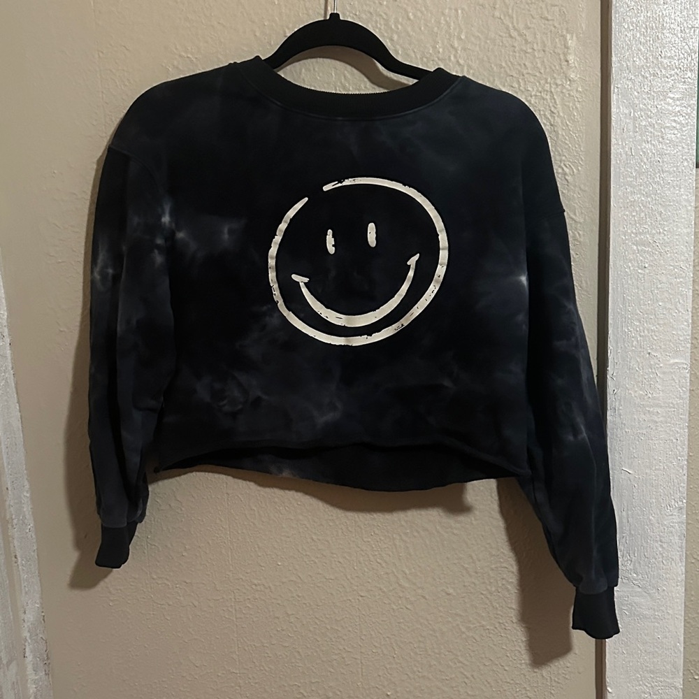 Roolee Black Tie-Dye Smiley Sweatshirt